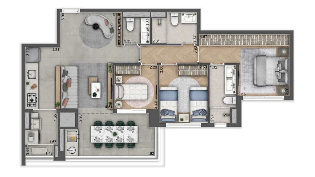 ML Brooklyn: 3 dorm 84m²