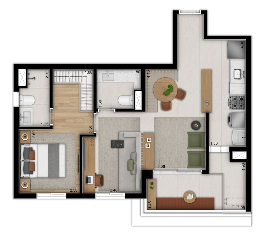 Moa 292: 1 dorm 60m² opção