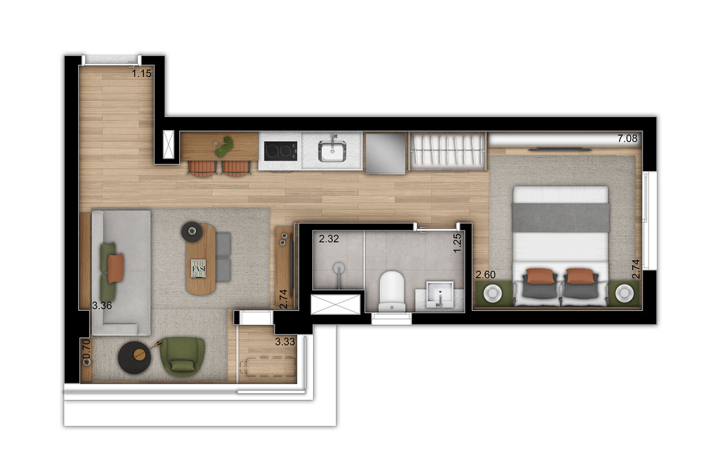 Moa 292: 1 dorm 33m² studio