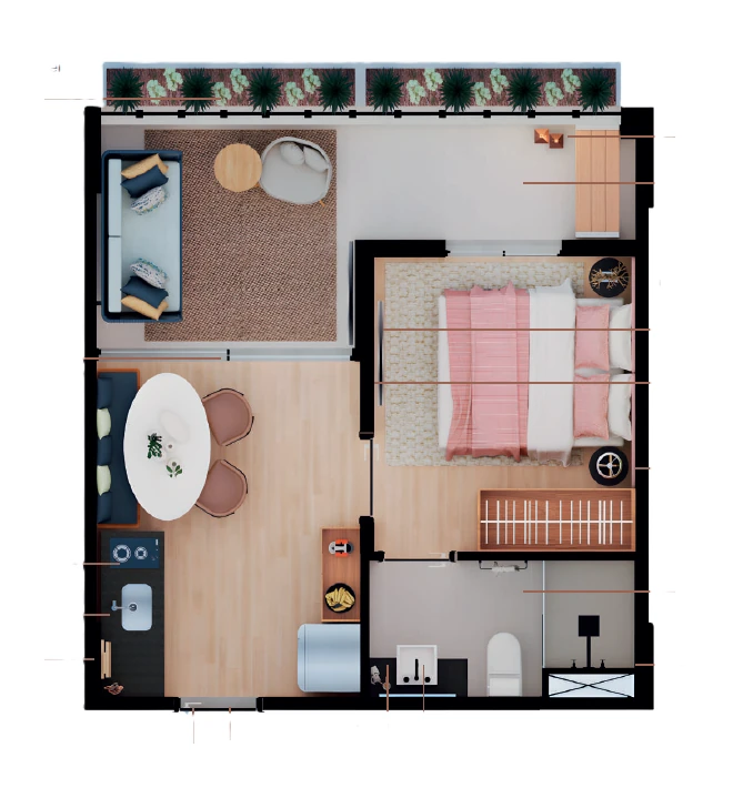 Moema Jazz: 1 dorm 35m²