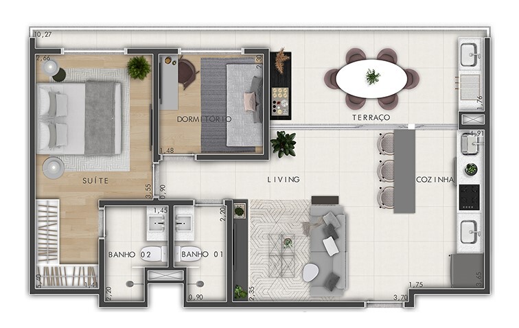 Moema Vida Nova: 2 dorm 67m²