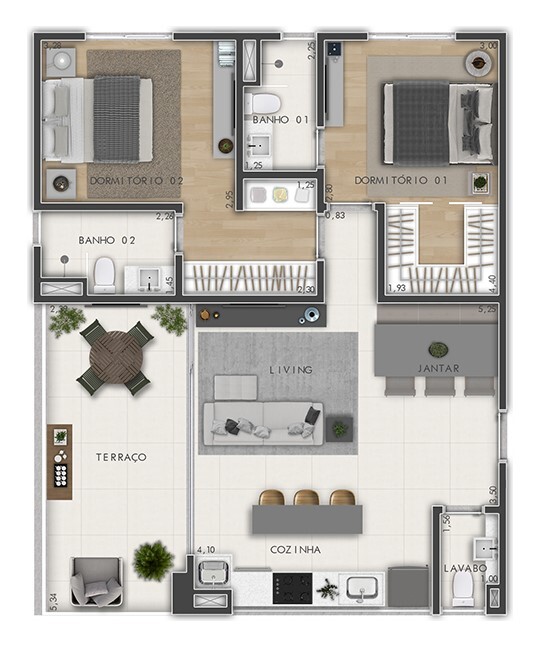 Moema Vida Nova: 2 dorm 81m²
