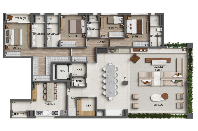 Monã The Grand Lodge: 4 dorm 475m² cobertura duplex inferior