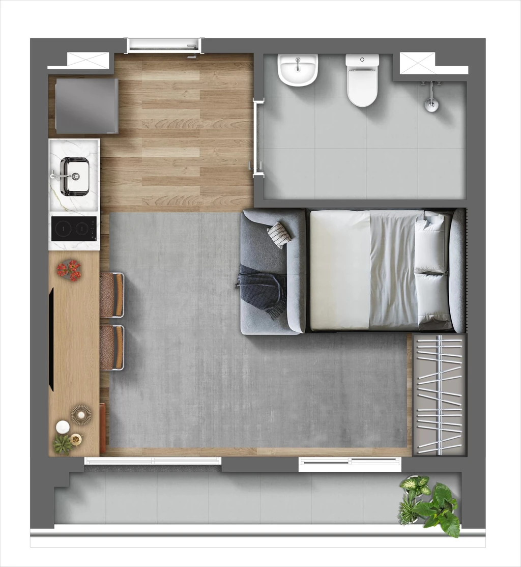 Monumental Residencial Conx: 1 dorm 29m² studio