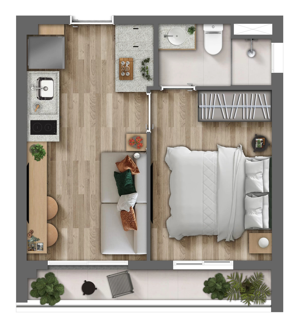 Monumental Residencial Conx: 1 dorm 29m²