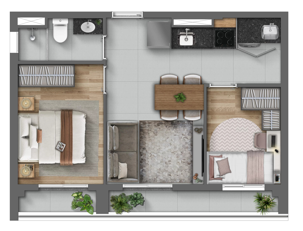 Monumental Residencial Conx: 2 dorm 44m²