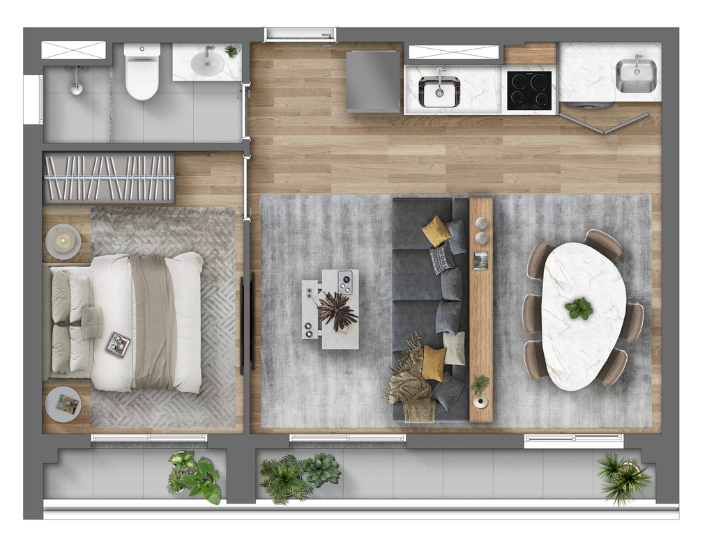 Monumental Residencial Conx: 1 dorm 44m² opção