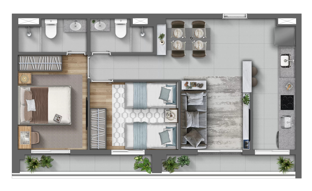 Monumental Residencial Conx: 2 dorm 60m²