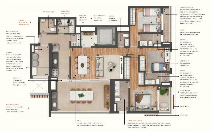 Most Moema Home: 3 dorm 147m²