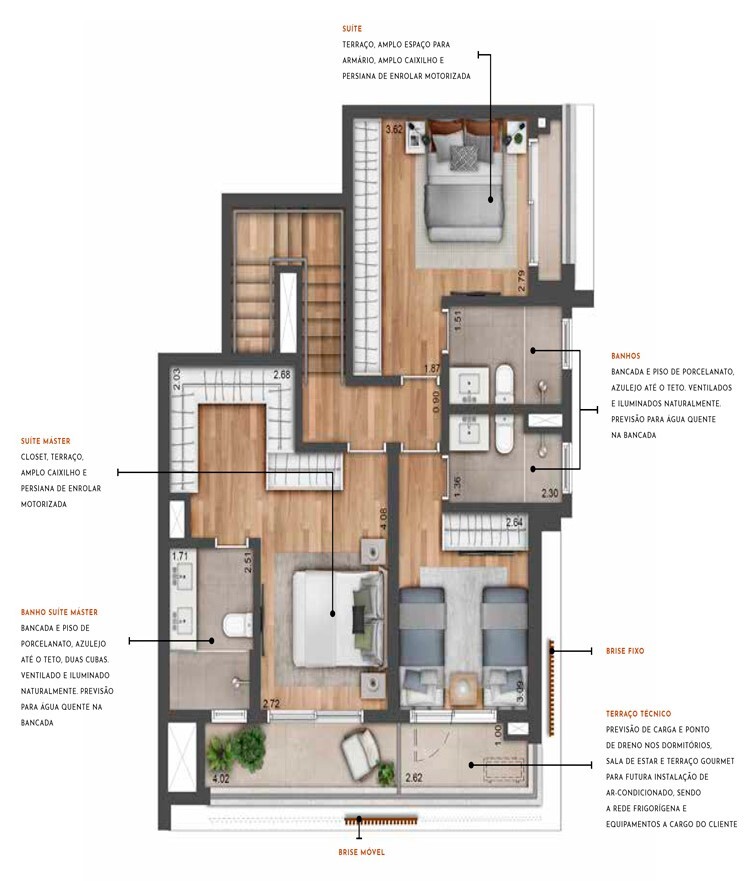 Most Moema Home: 3 dorm 185m² cobertura duplex inferior