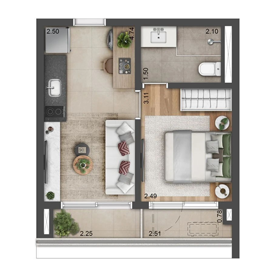 Most Moema Smart: 1 dorm 33m²