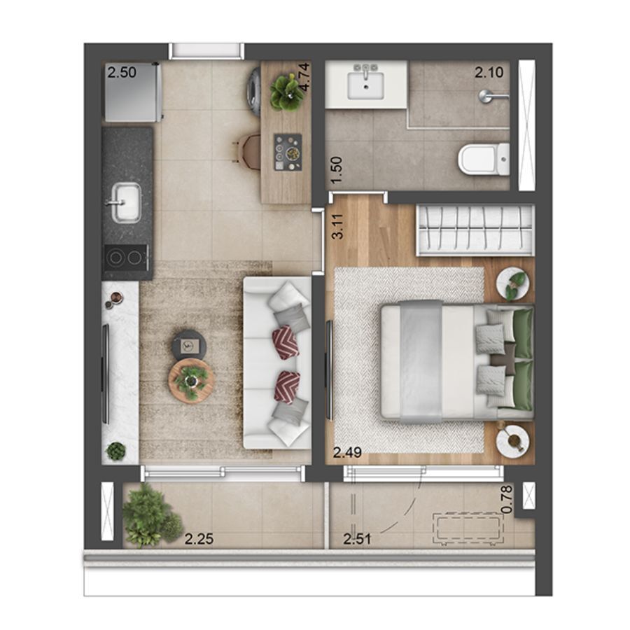 Most Moema Smart: 1 dorm 33m²