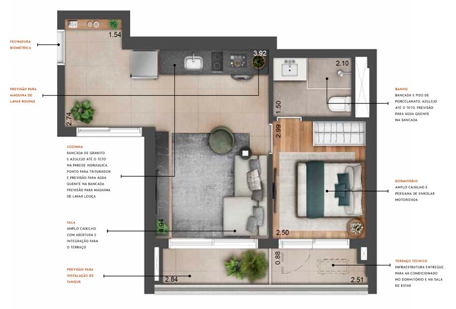 Most Moema Smart: 1 dorm 46m²