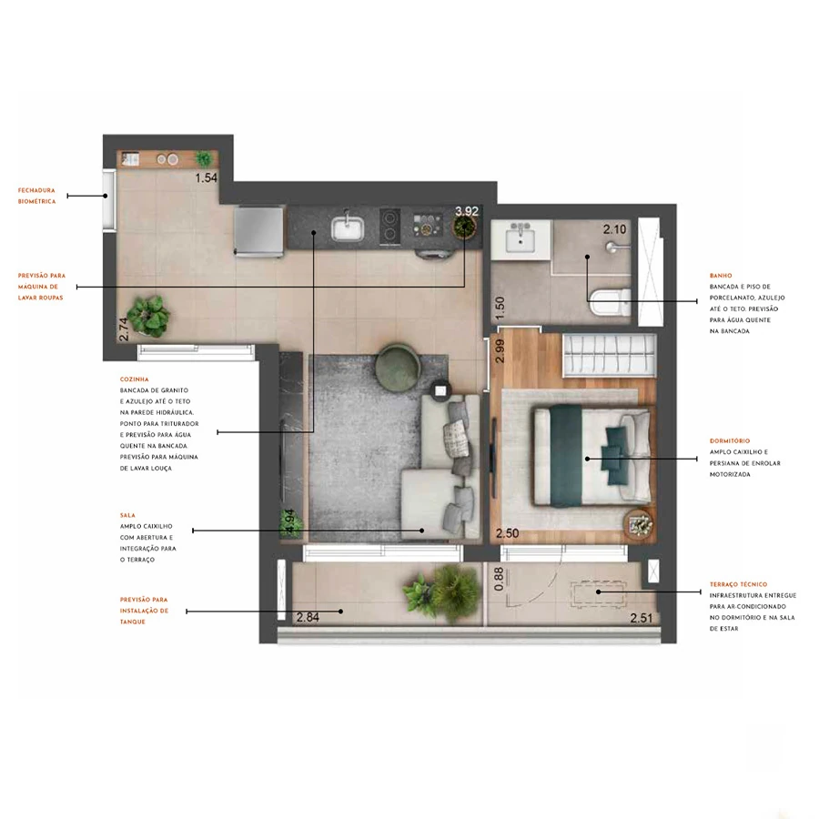 Most Moema Smart: 1 dorm 46m²