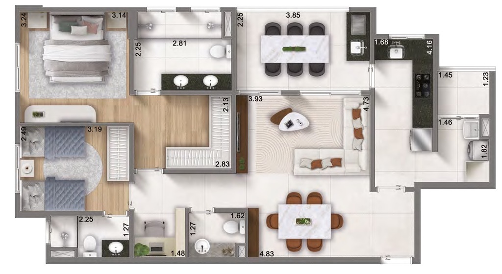 Motiró Barcelona: 2 dorm 94m² opção 2