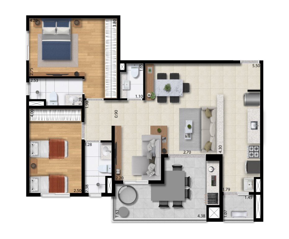 Motiró Casa Branca: 2 dorm 89m²