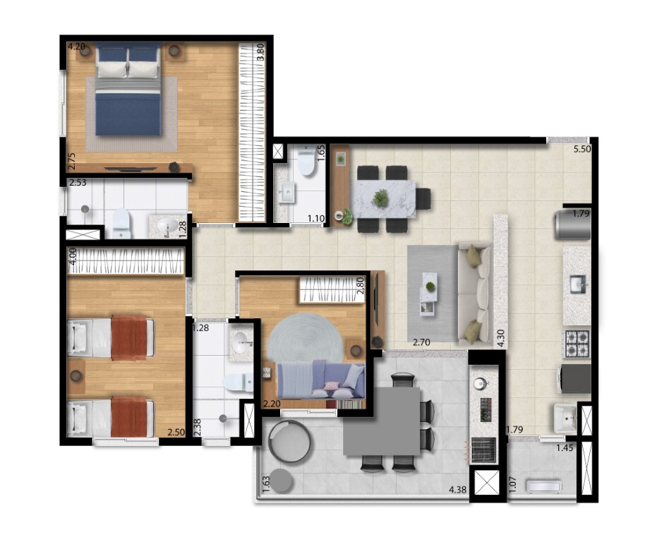 Motiró Casa Branca: 3 dorm 89m²