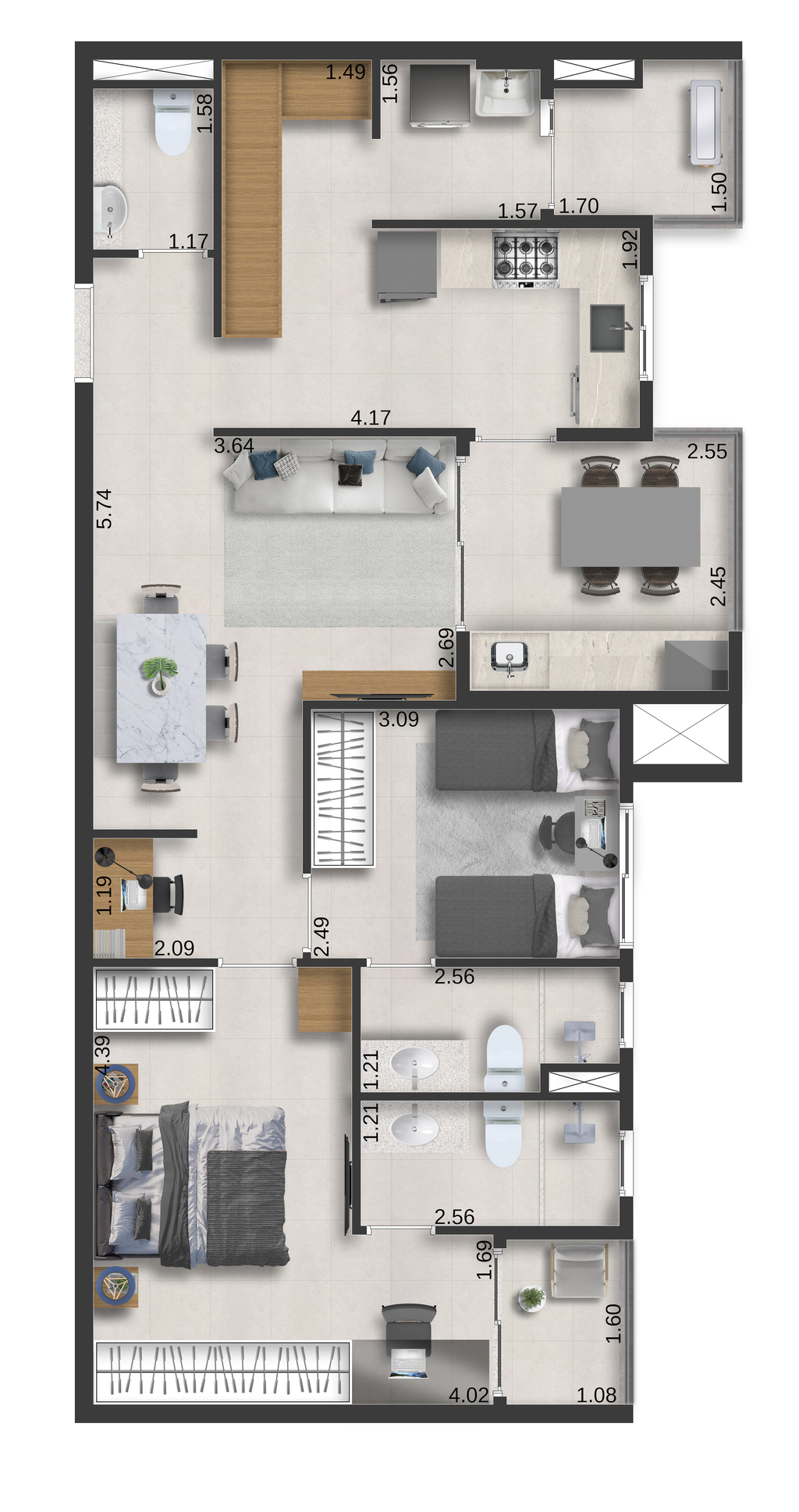 Motiró Parque Central: 2 dorm 82m²