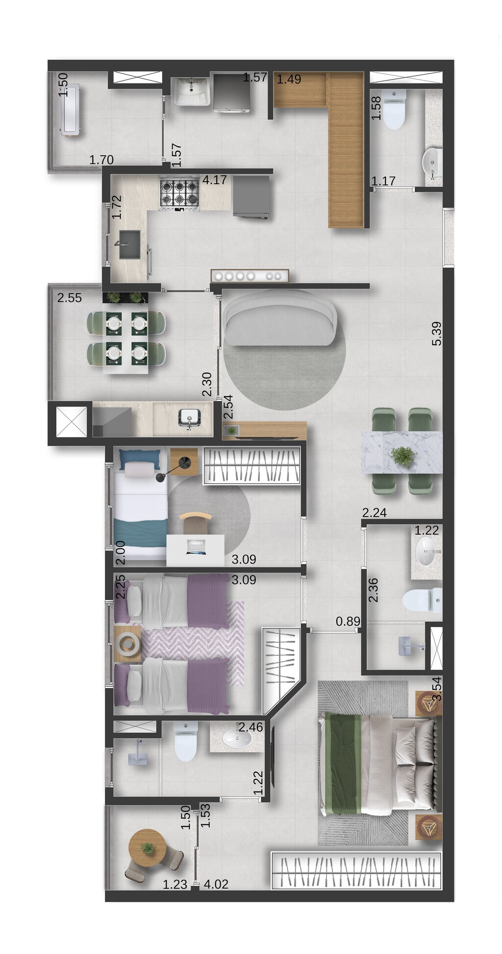 Motiró Parque Central: 3 dorm 82m²