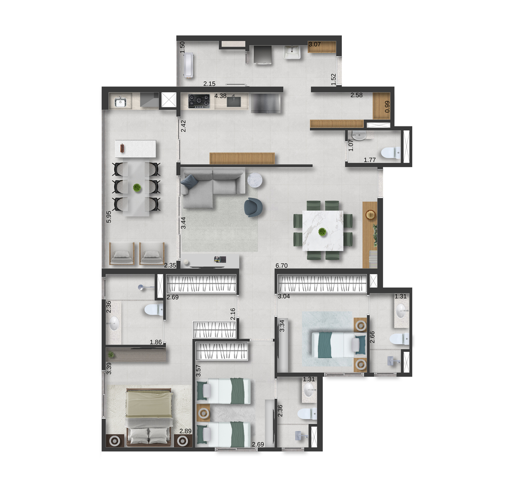 Motiró Parque Central: 3 dorm 127m²