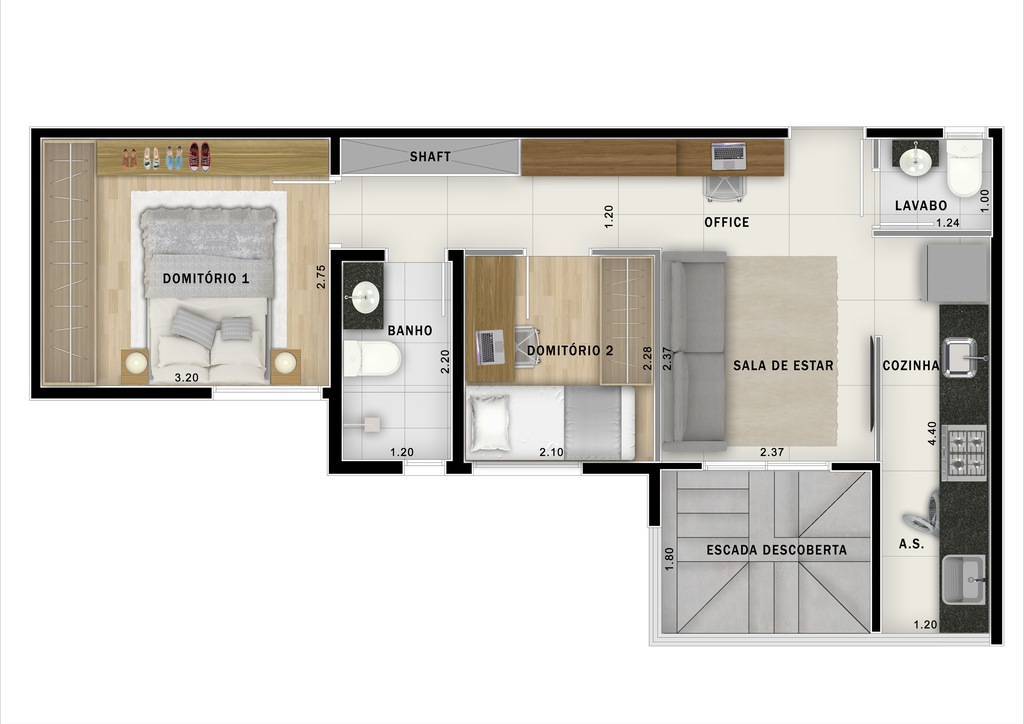 Move Jardim: 2 dorm 101m² cobertura duplex inferior