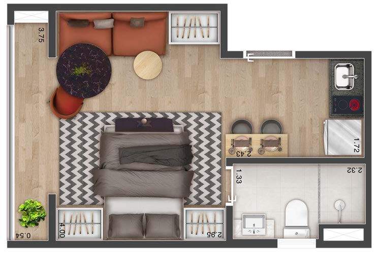 Multi Praça da Árvore: 1 dorm 24m² studio