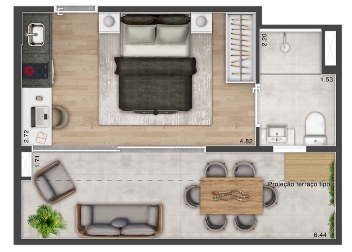Multi Praça da Árvore: 1 dorm 32m² garden