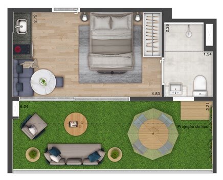 Multi Praça da Árvore: 1 dorm 35m² garden