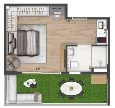 Multi Praça da Árvore: 1 dorm 37m² garden