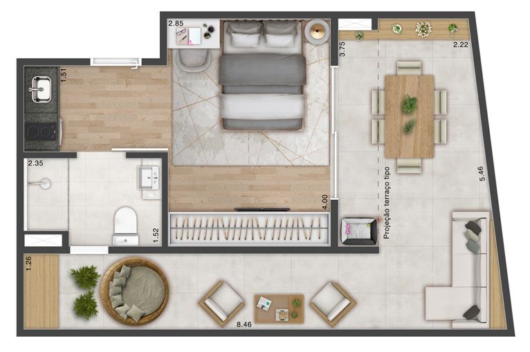 Multi Praça da Árvore: 1 dorm 45m² garden