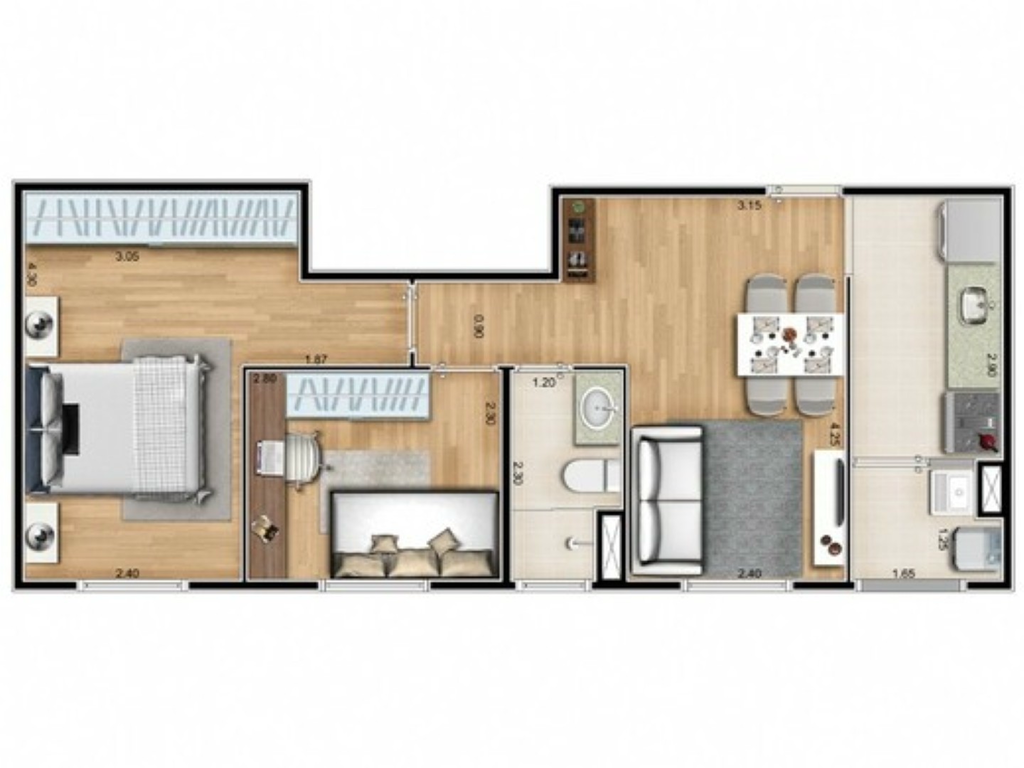 Mundi Mbigucci Fase 2: 2 dorm 48m²