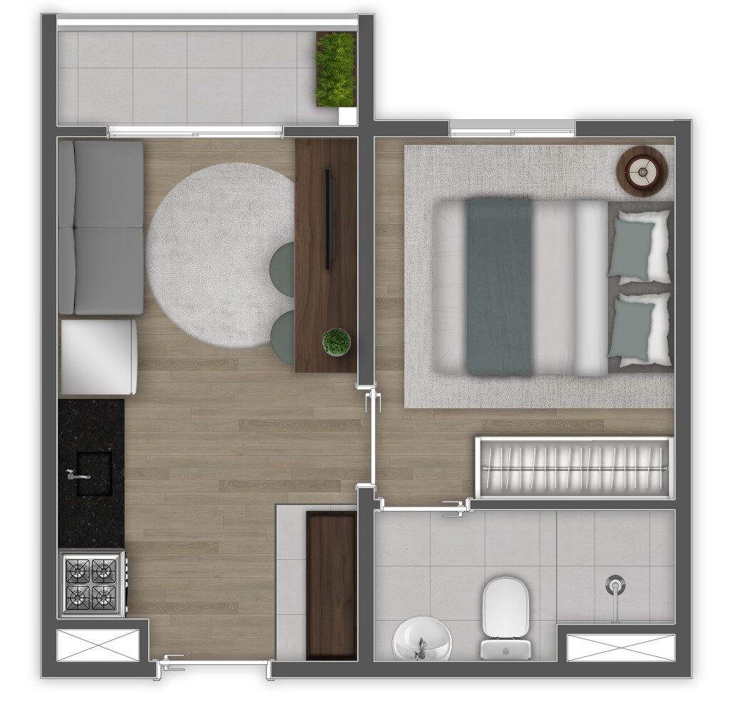 Mundo Apto Alto da Mooca: 1 dorm 25m²