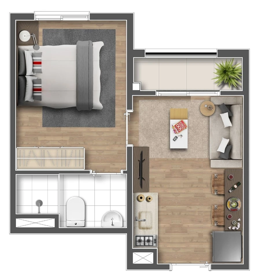 Mundo Apto Brooklin: 1 dorm 24m²