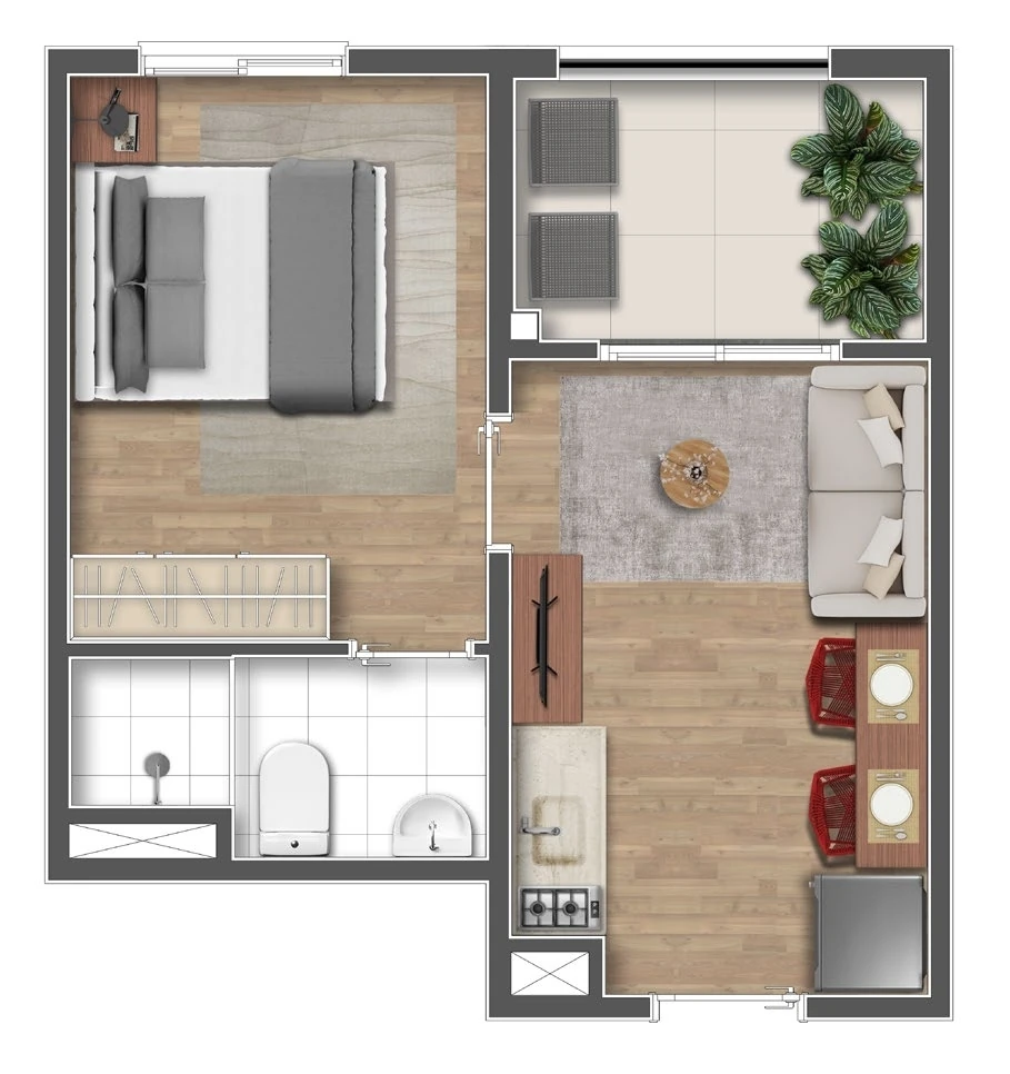 Mundo Apto Brooklin: 1 dorm 26m²