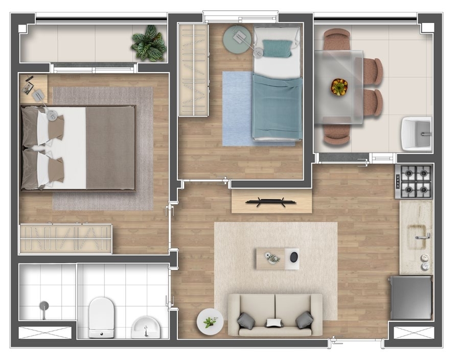 Mundo Apto Brooklin: 2 dorm 42m²