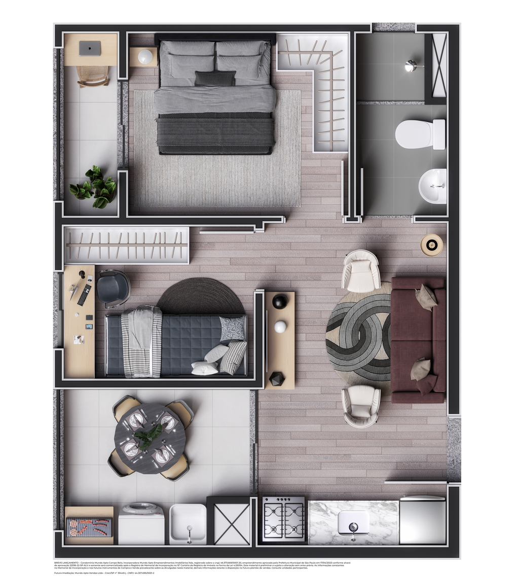 Mundo Apto Campo Belo: 2 dorm 33m²
