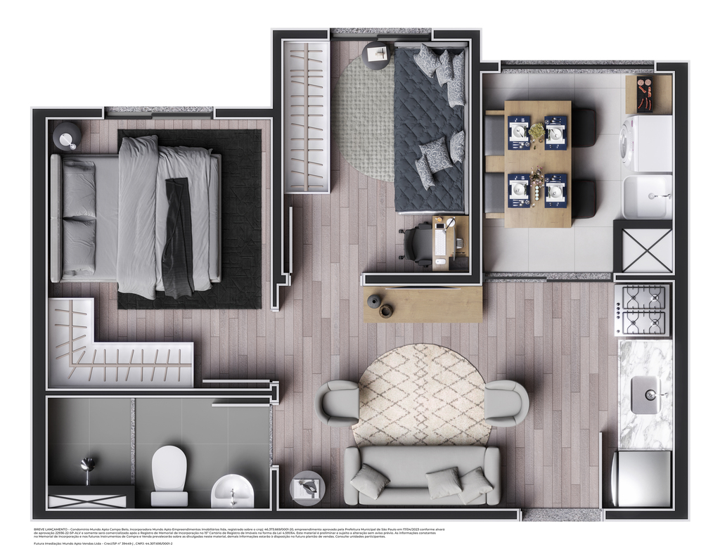 Mundo Apto Campo Belo: 2 dorm 36m²