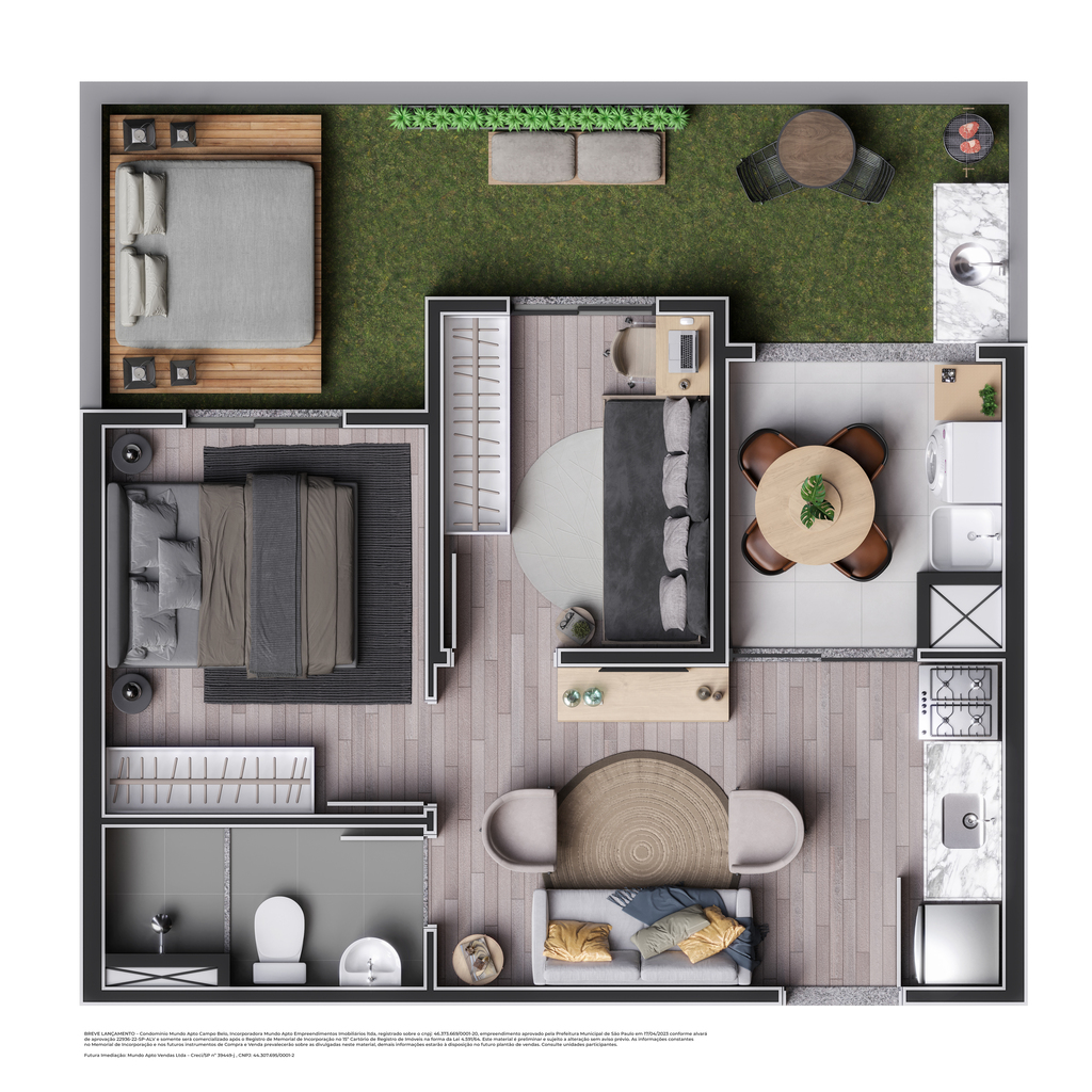 Mundo Apto Campo Belo: 2 dorm 59m² garden