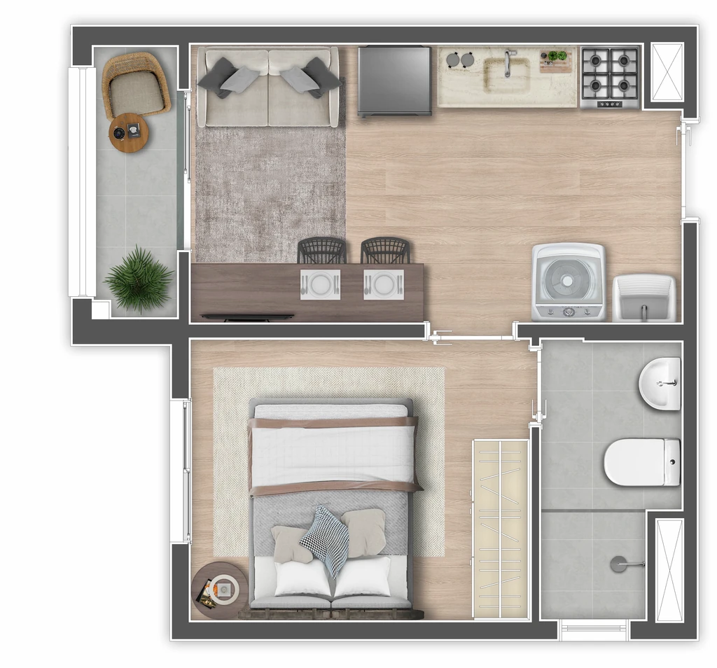 Planta do Mundo Apto Elevato Brooklin