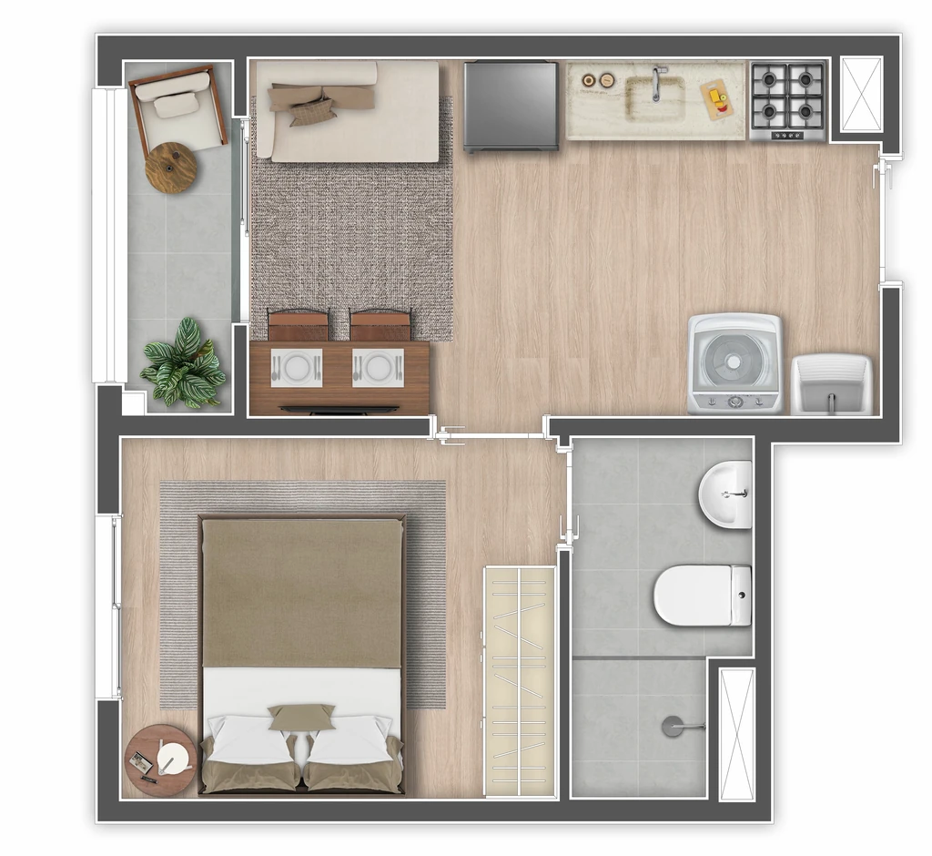 Mundo Apto Elevato Brooklin: 1 Dorm com varanda Final 08