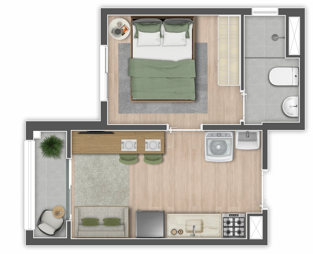 Mundo Apto Elevato Brooklin: 1 Dorm com varanda Final 09