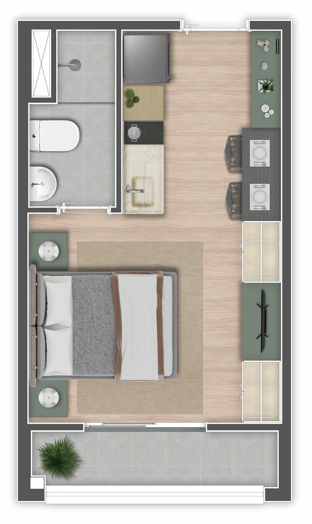 Mundo Apto Elevato Brooklin: Studio com Varanda Final 04