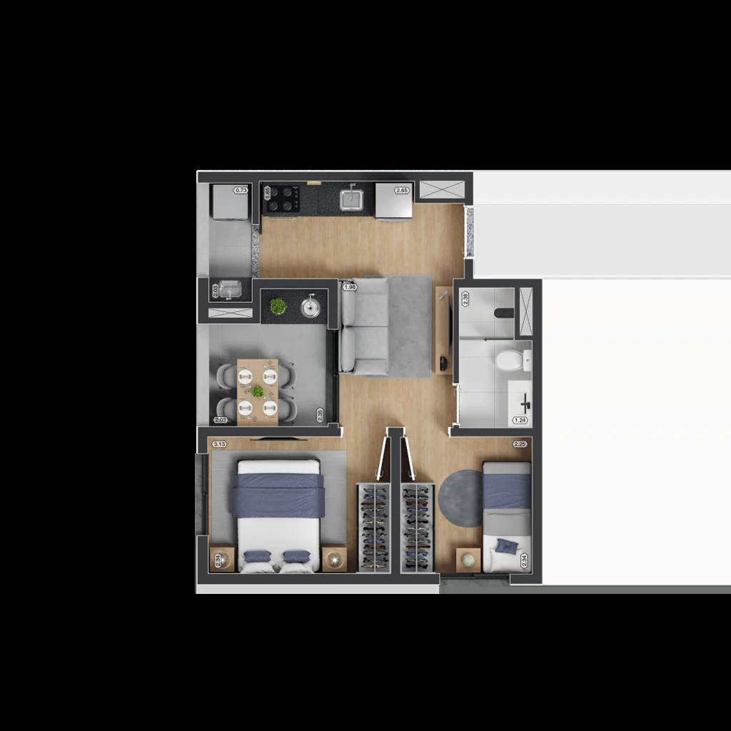 myID Adolfo Pinheiro: 2 dorm 38m²