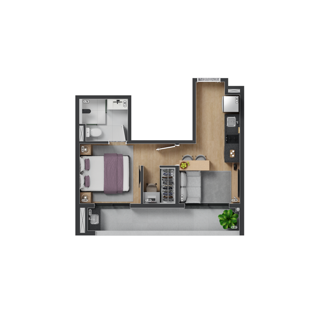 myID Adolfo Pinheiro: 1 dorm 32m²