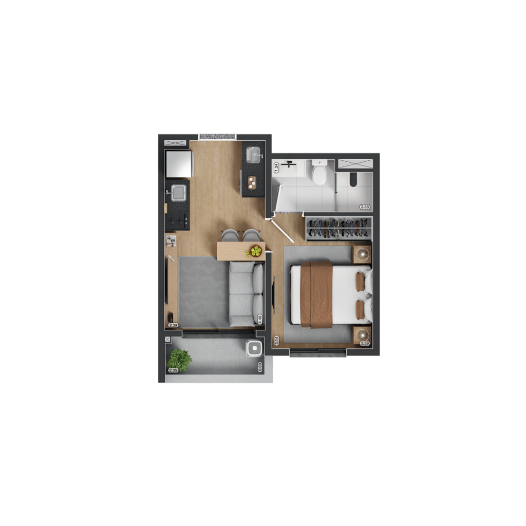 myID Adolfo Pinheiro: 1 dorm 27m²