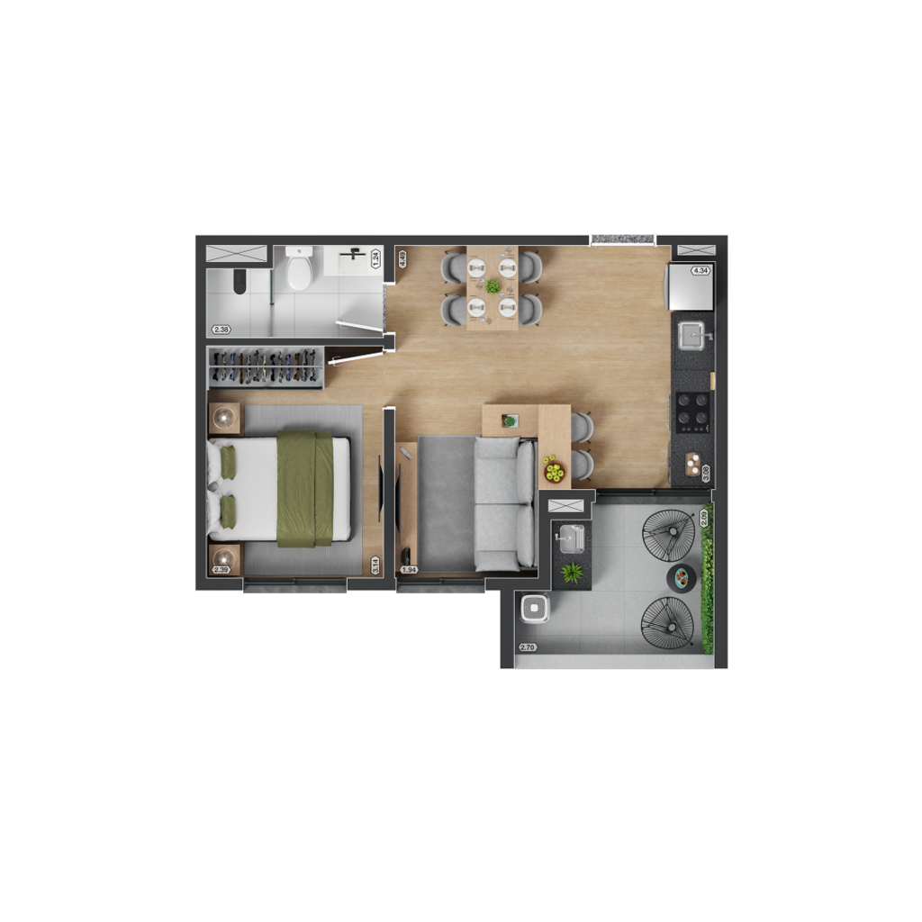 myID Adolfo Pinheiro: 1 dorm 36m² opção