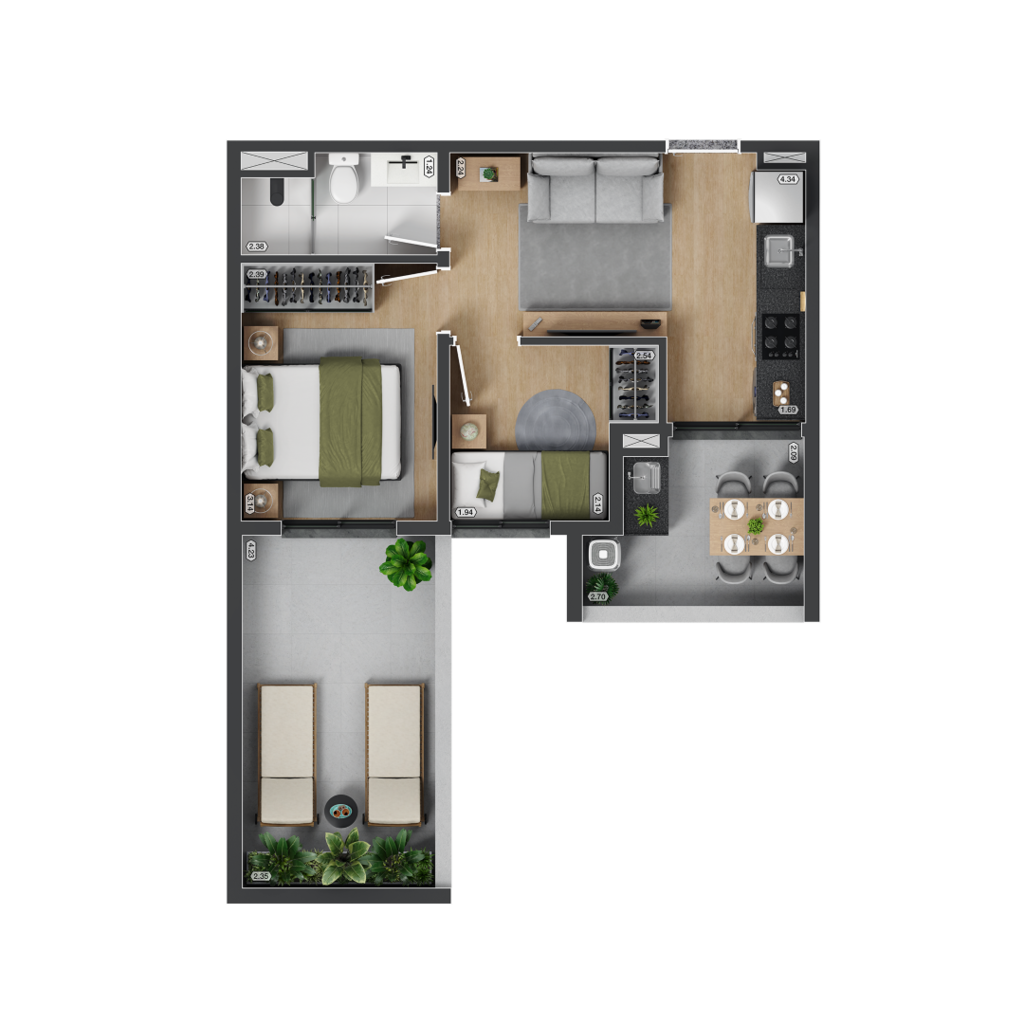 myID Adolfo Pinheiro: 2 dorm 49m² garden