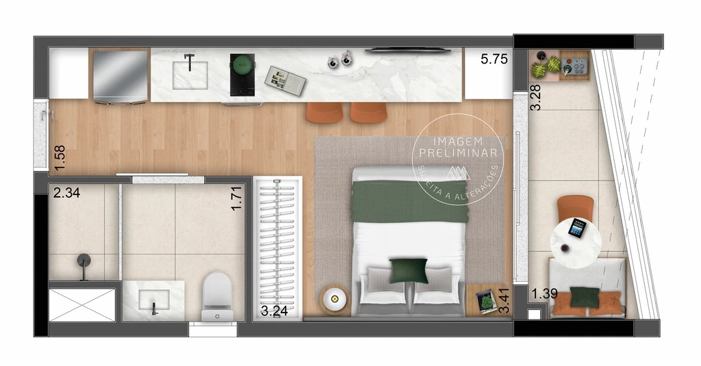 NDK Moema: 1 dorm 27m² studio