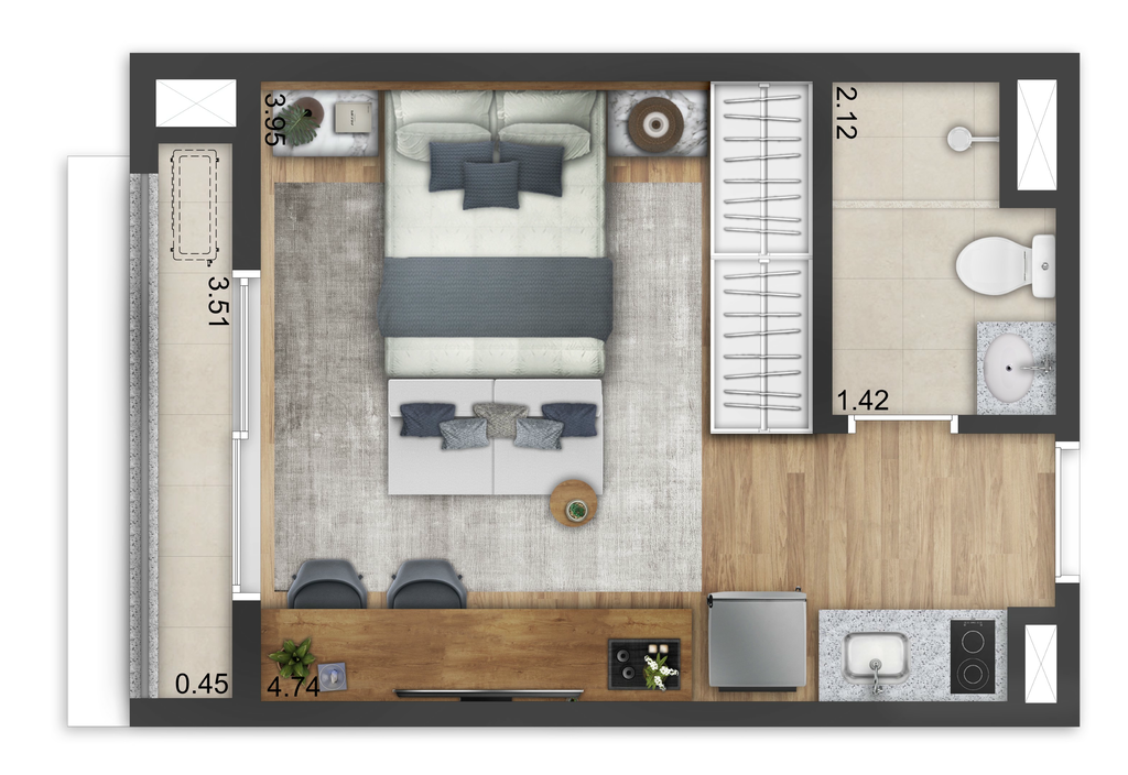 New Time Fase 1: 1 dorm 25m² studio