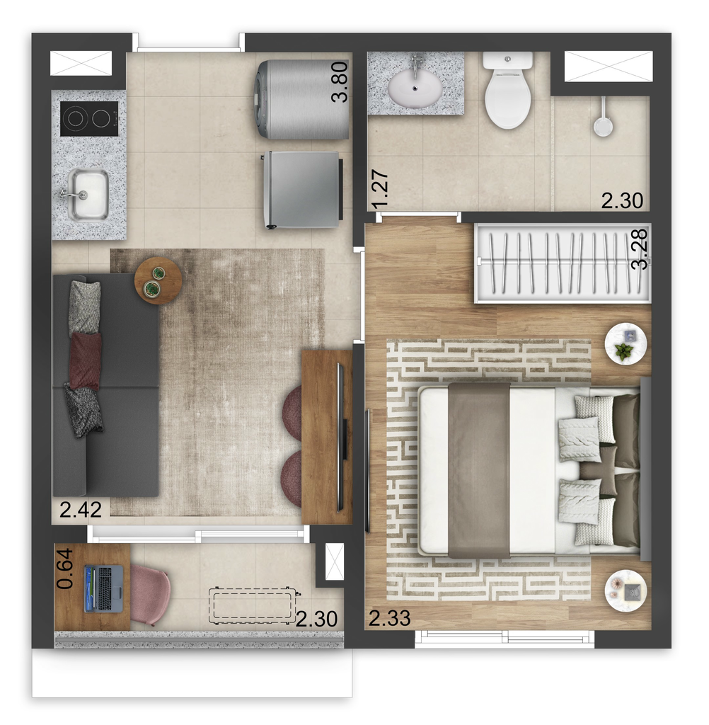 New Time Fase 1: 1 dorm 25m²